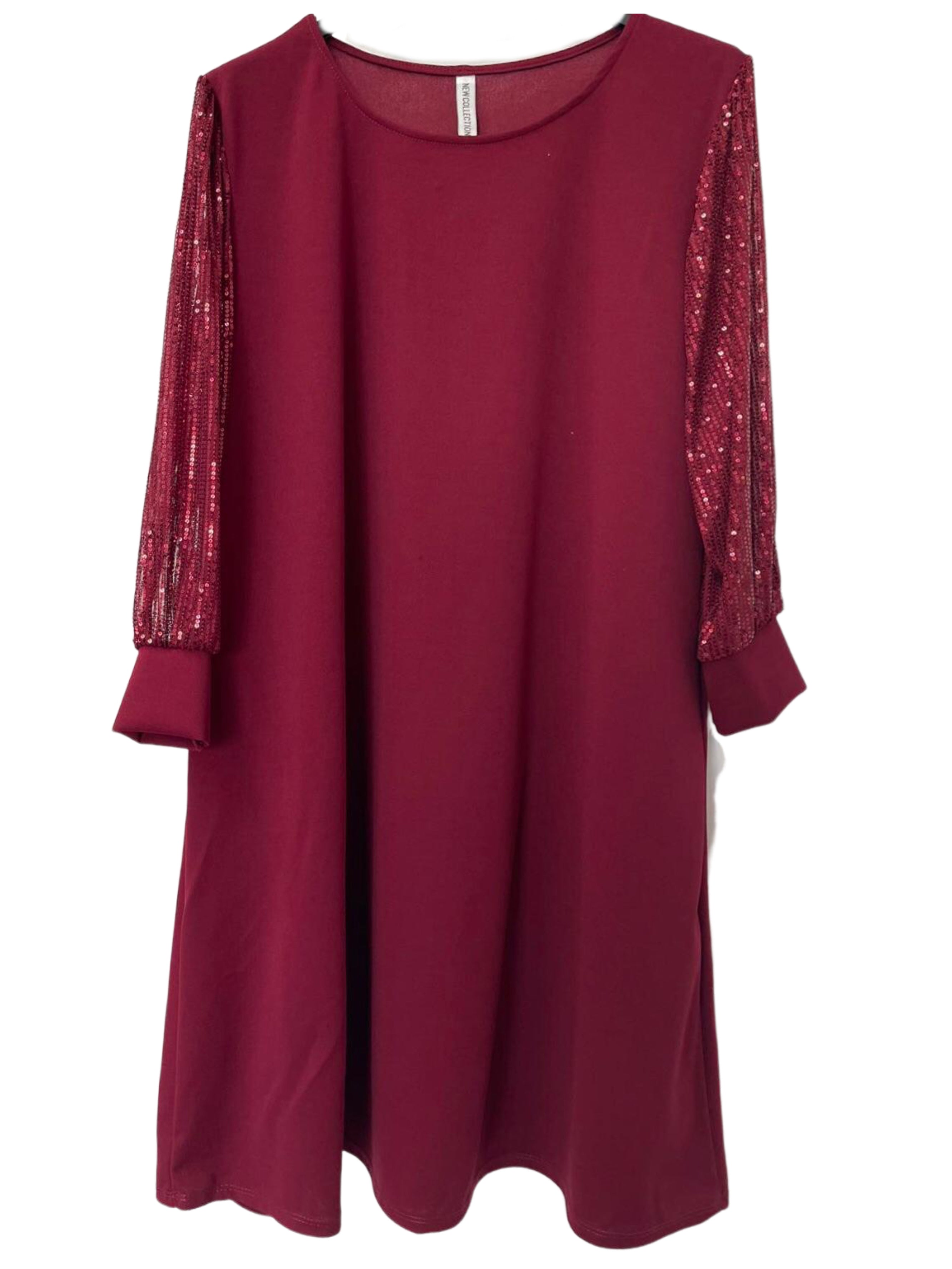 Djamila - Plus size kjole med paillet ærmer